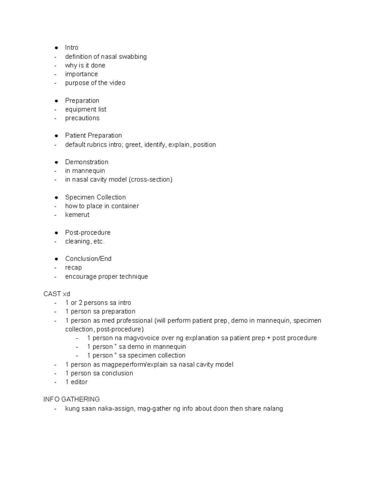 MICP Roleplaying - yes - Intro definition of nasal swabbing why is it ...