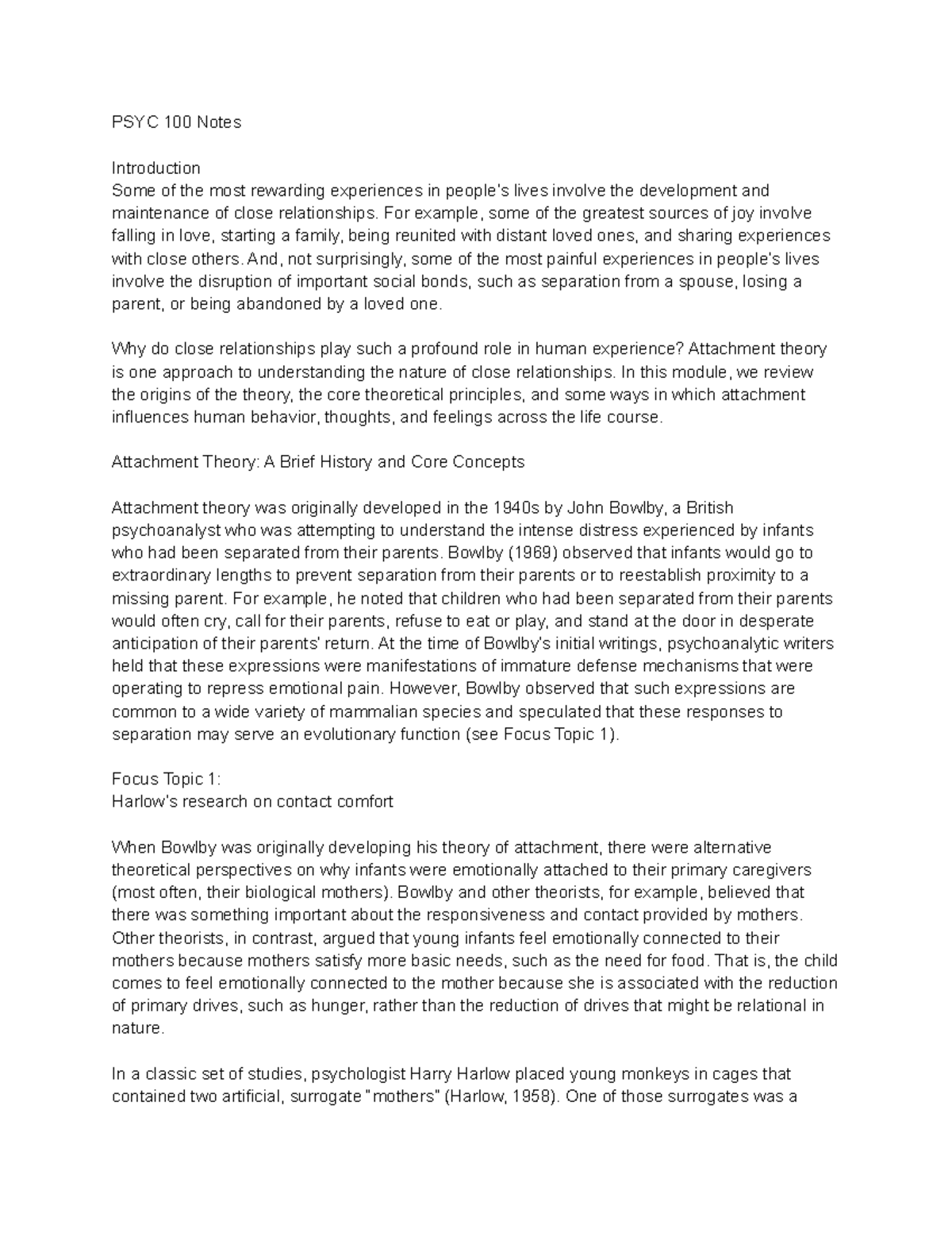 PSYC 100 Notes - Part 5 - PSYC 100 Notes Introduction Some of the most ...