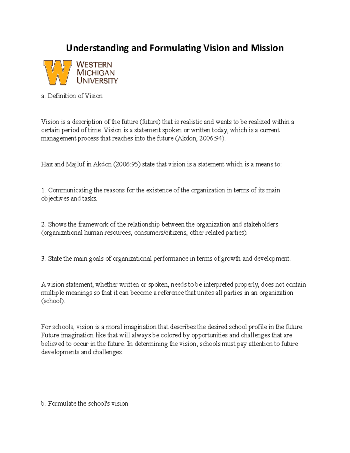 Task 13 - task - Understanding and Formulating Vision and Mission a ...