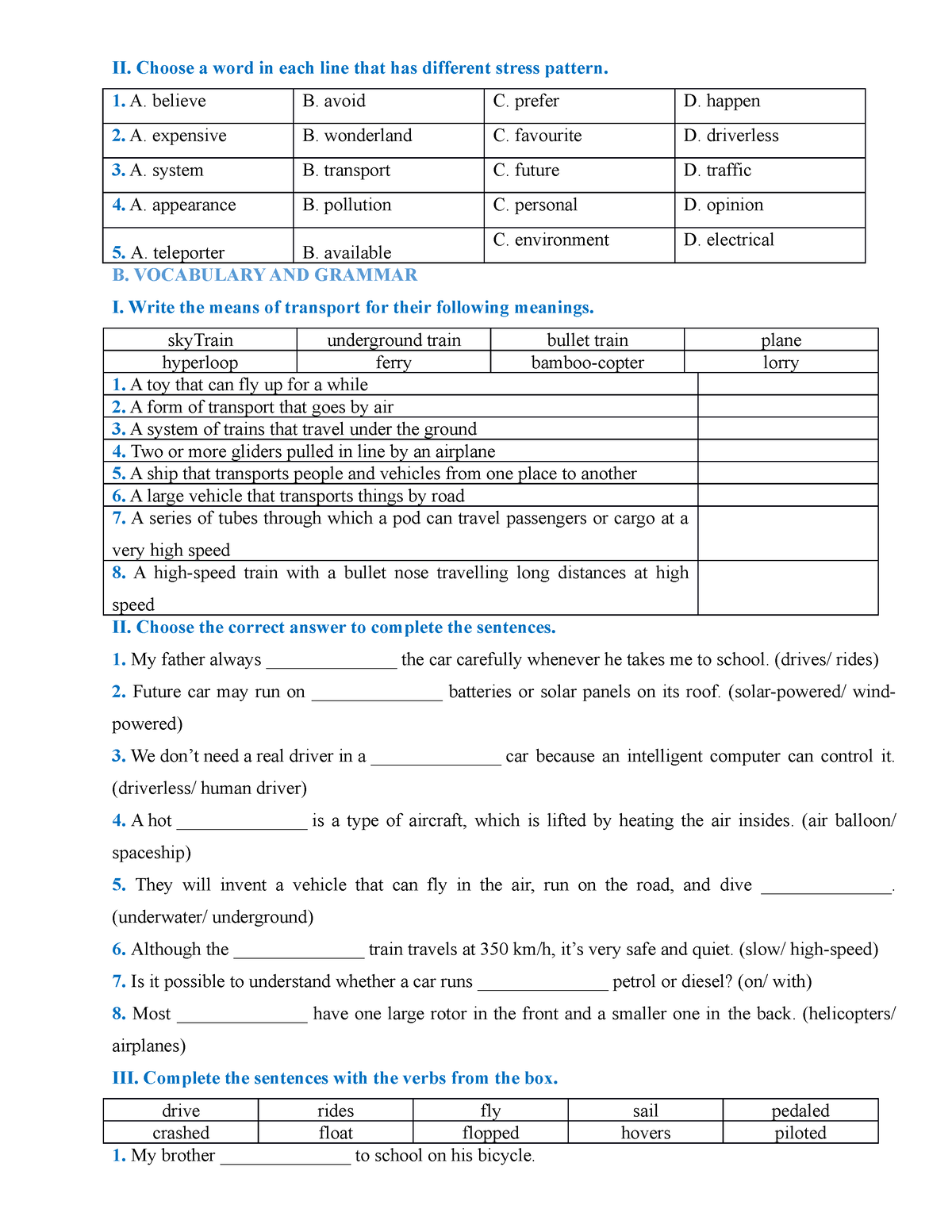 anh-8-n-thi-ii-choose-a-word-in-each-line-that-has-different