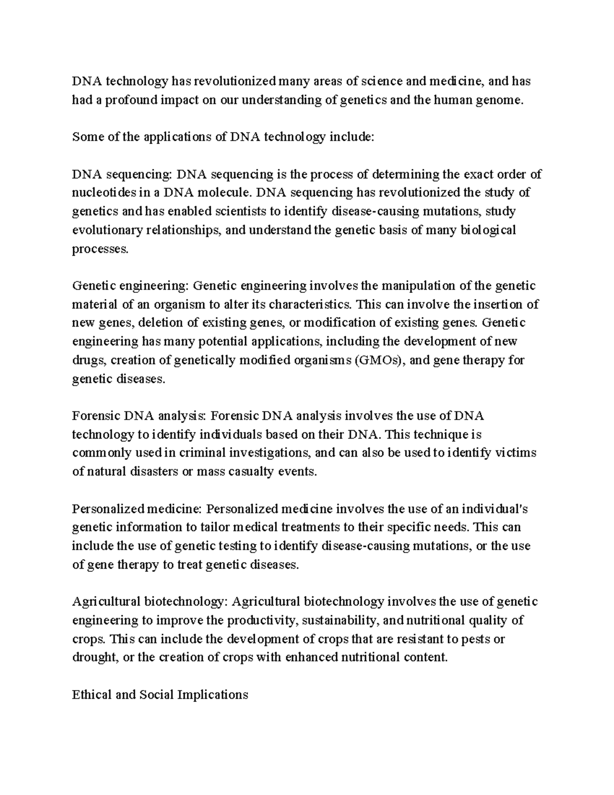 DNA P3 3- Google Docs - DNA NOTES - DNA technology has revolutionized ...