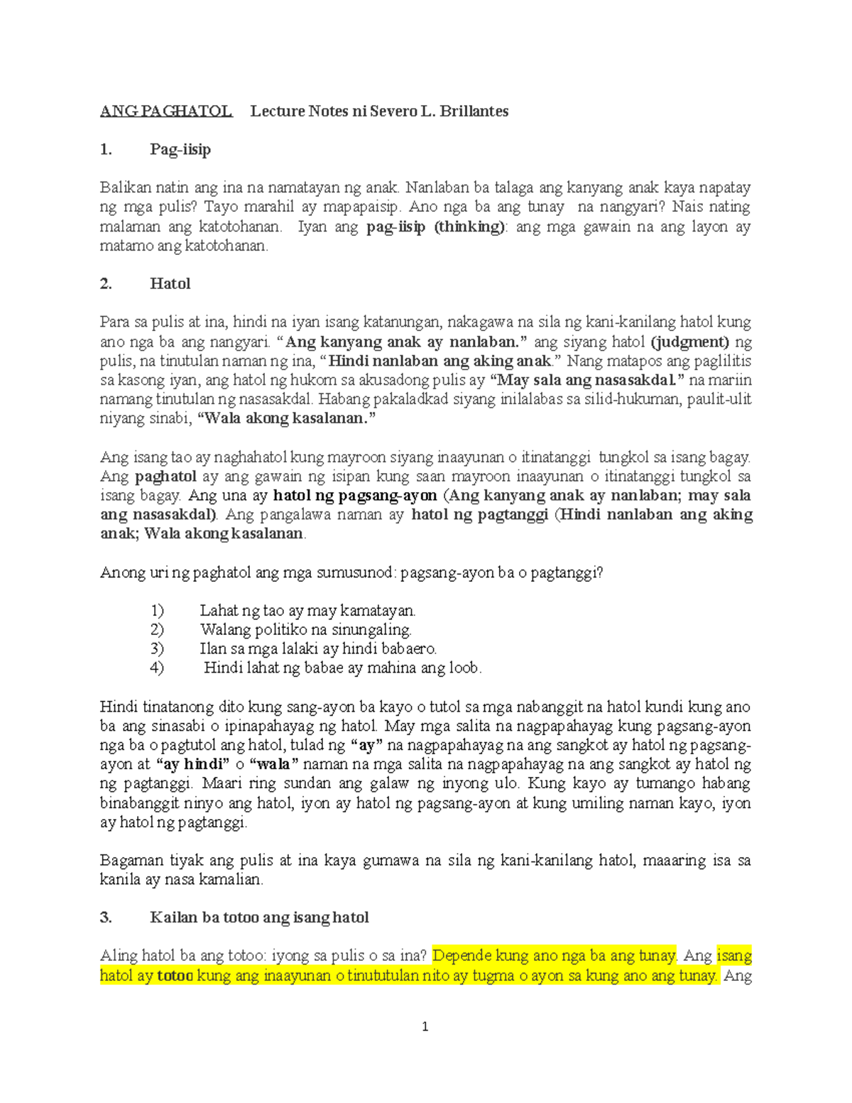 B. ANG Paghatol - AggggERWEevarevaer - ANG PAGHATOL Lecture Notes ni ...