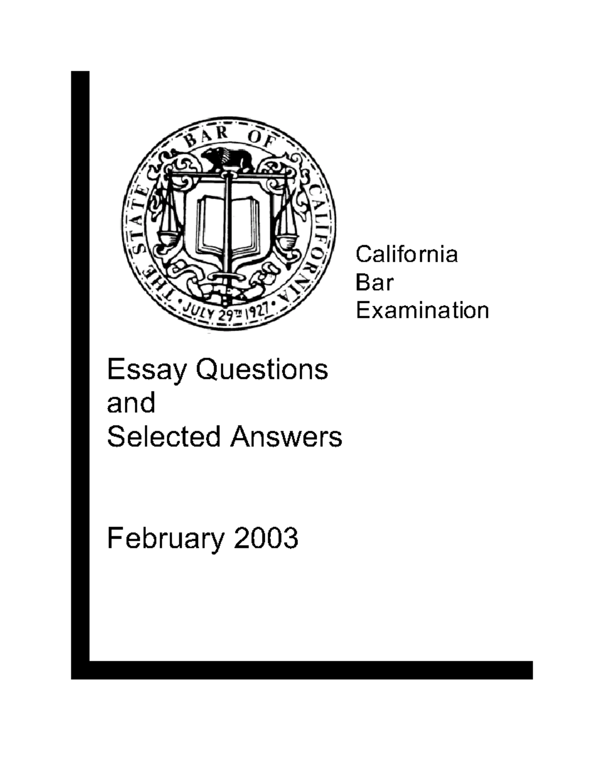 california bar essays and answers