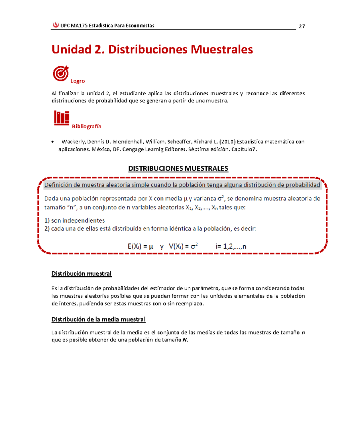 MA175 Cuaderno De Trabajo-27-40 - Unidad 2. Distribuciones Muestrales ...