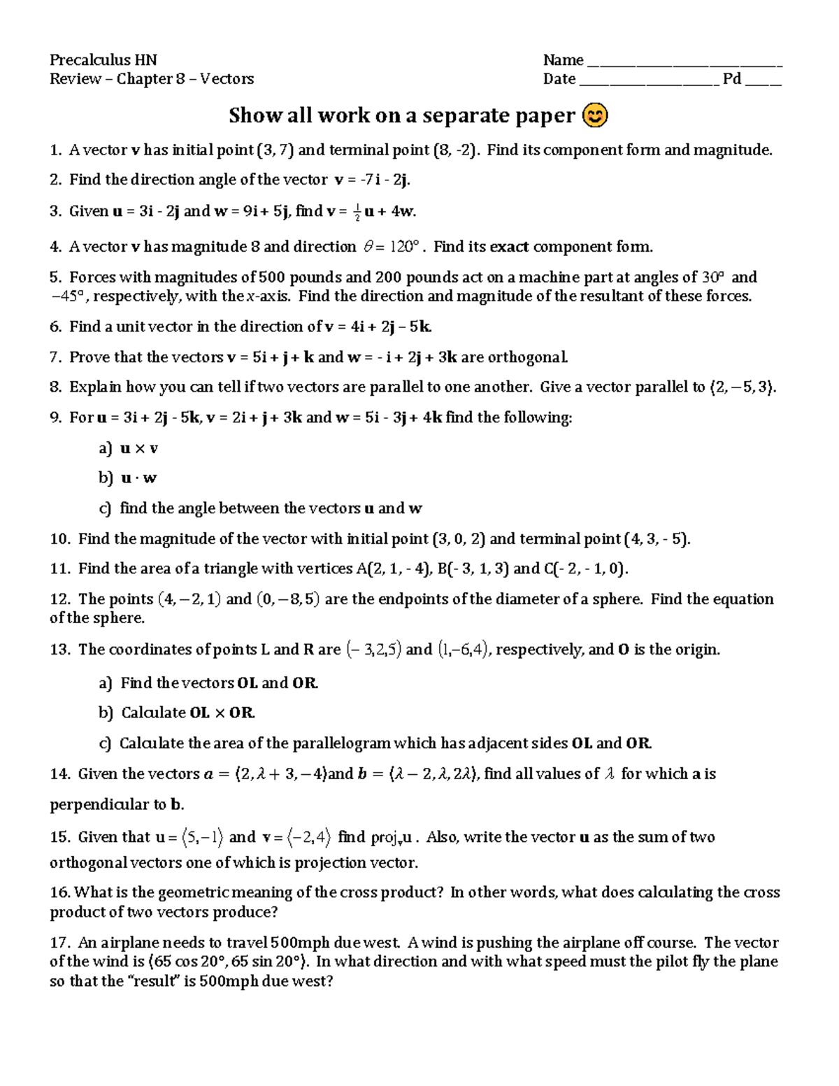 Review,+ch+8 - Coursework - Precalculus HN Name ...
