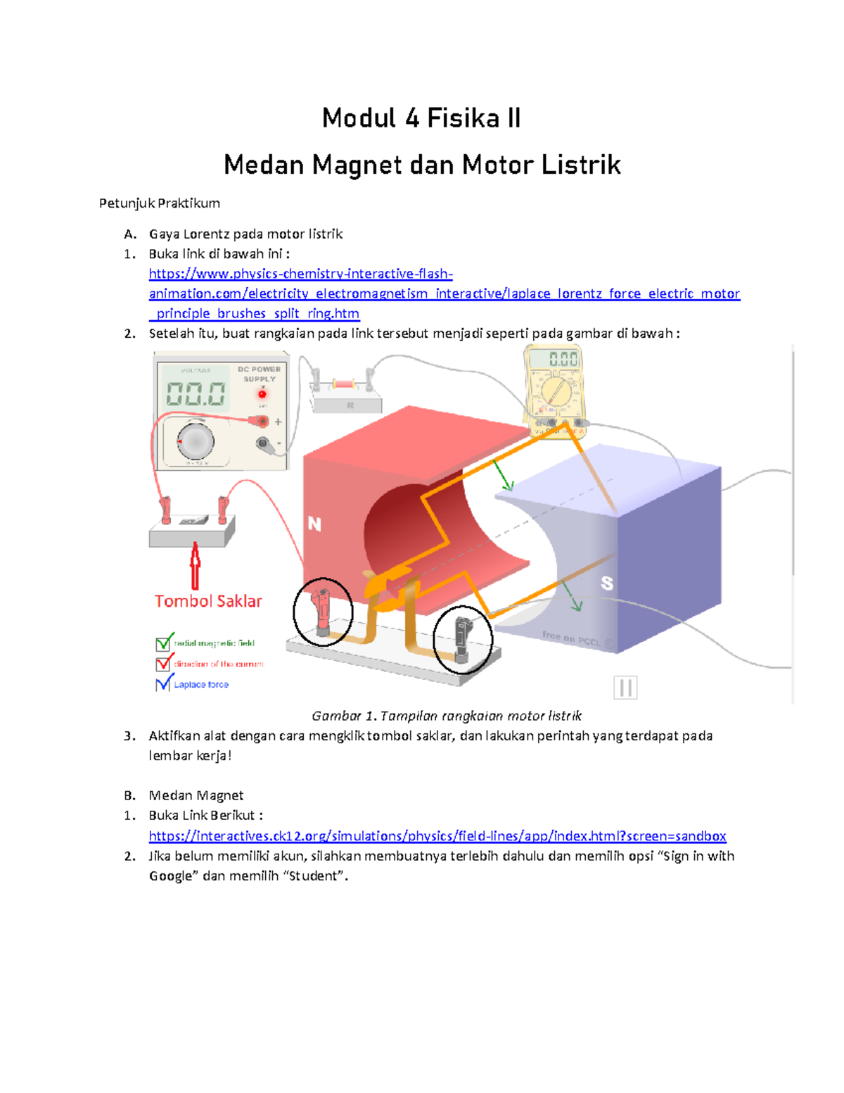 Modul 4 Fisika II - Gaya Lorentz Pada Motor Listrik Buka Link Di Bawah ...