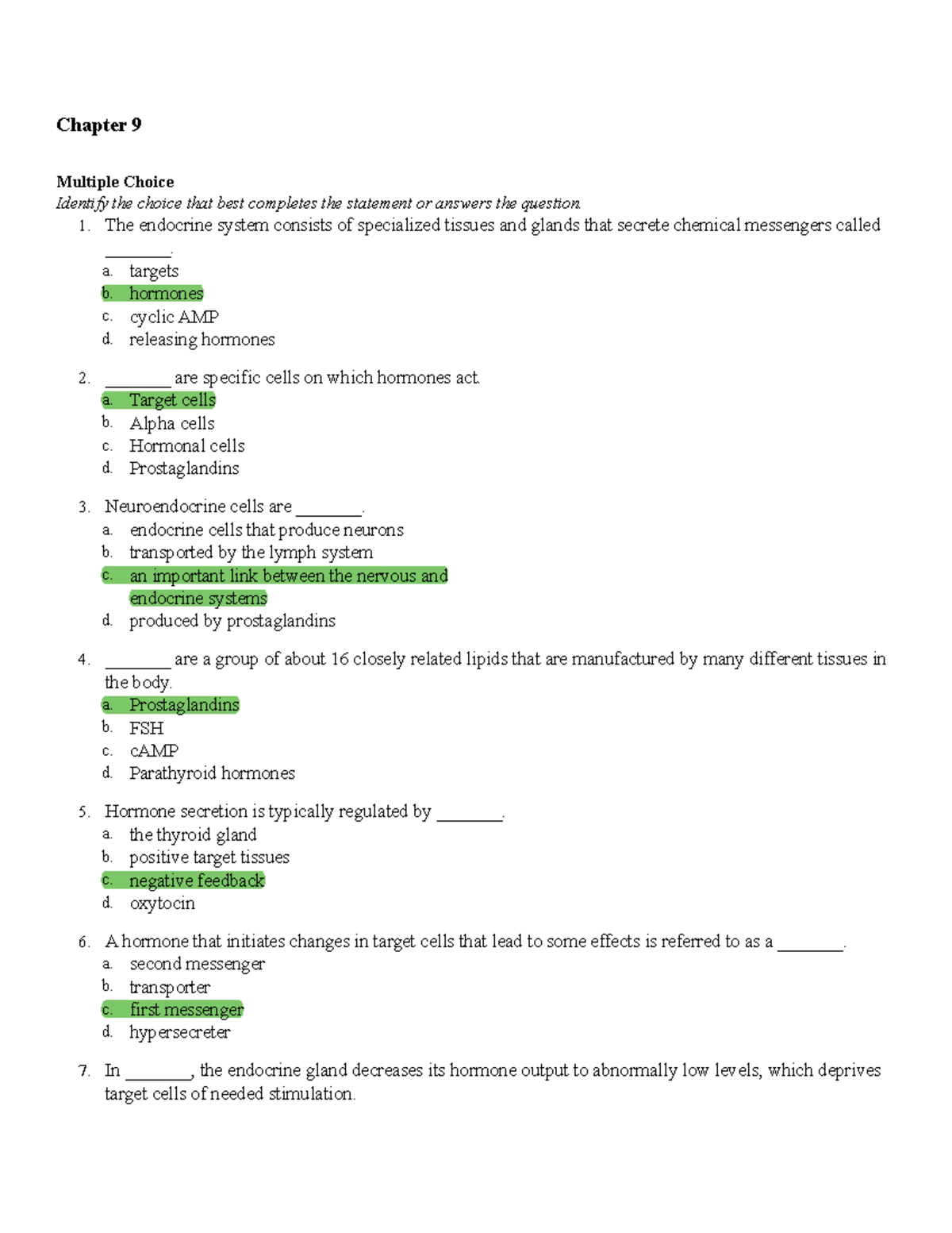 Chapter 9 - Practice Questions - Chapter 9 Multiple Choice Identify The ...