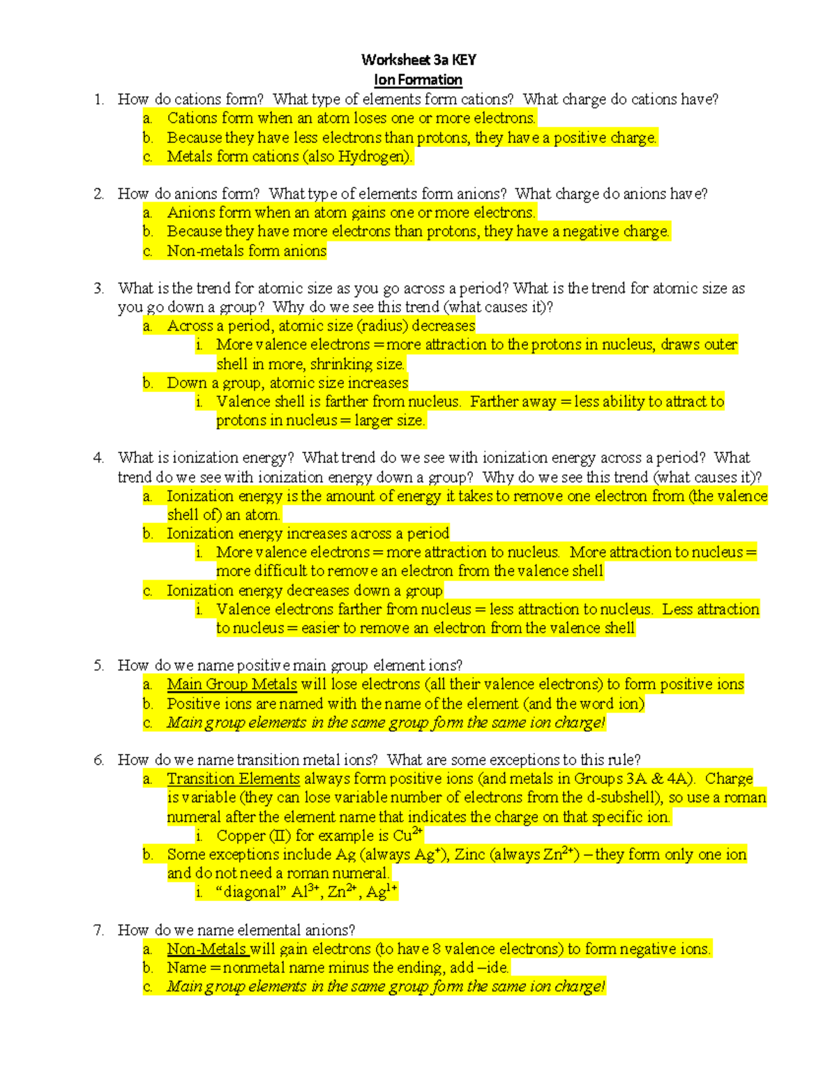 Worksheet Ch 3a-KEY - Pre-exam practice problems - Worksheet 3a KEY Ion ...