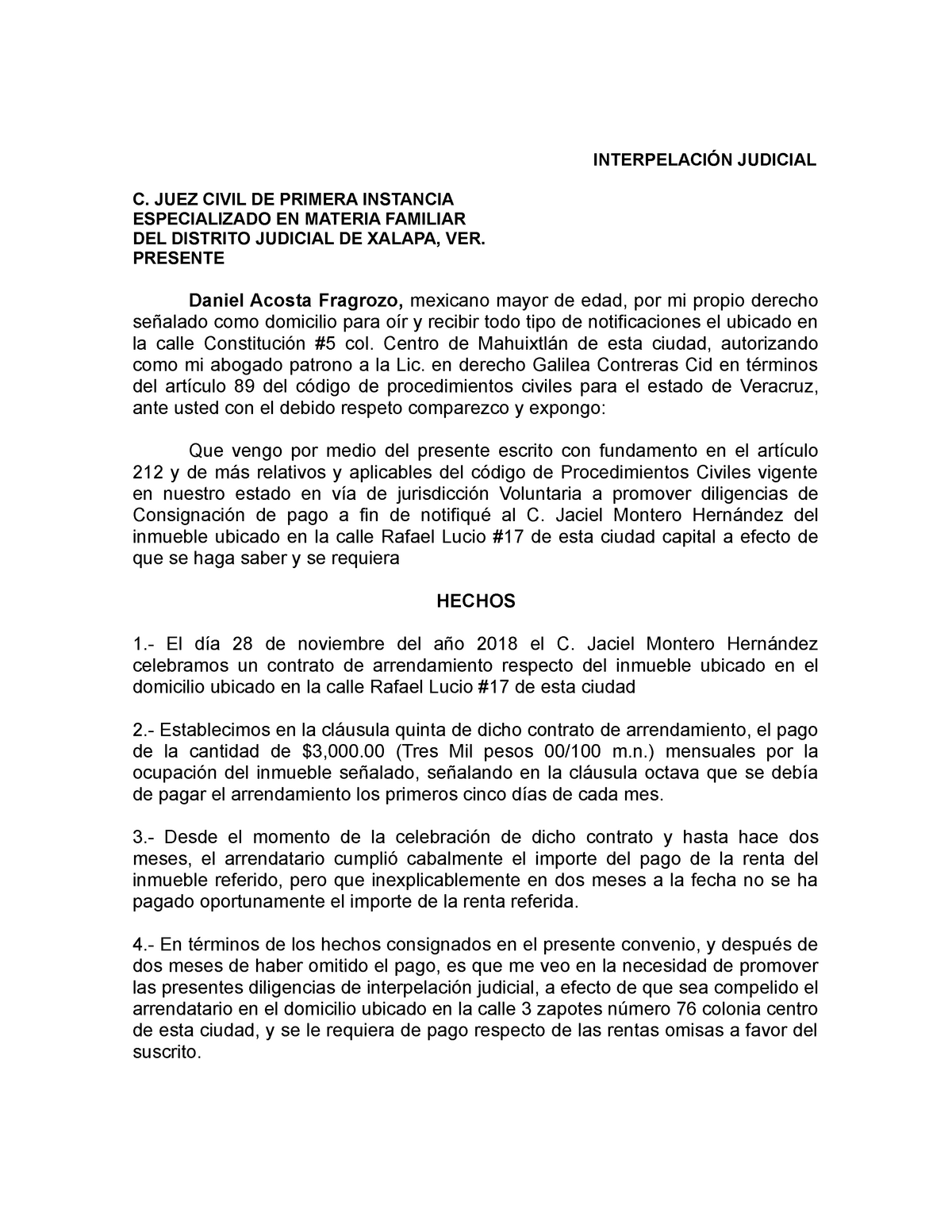Interpelacion- Judicial - INTERPELACIÓN JUDICIAL C. JUEZ CIVIL DE PRIMERA  INSTANCIA ESPECIALIZADO EN - Studocu