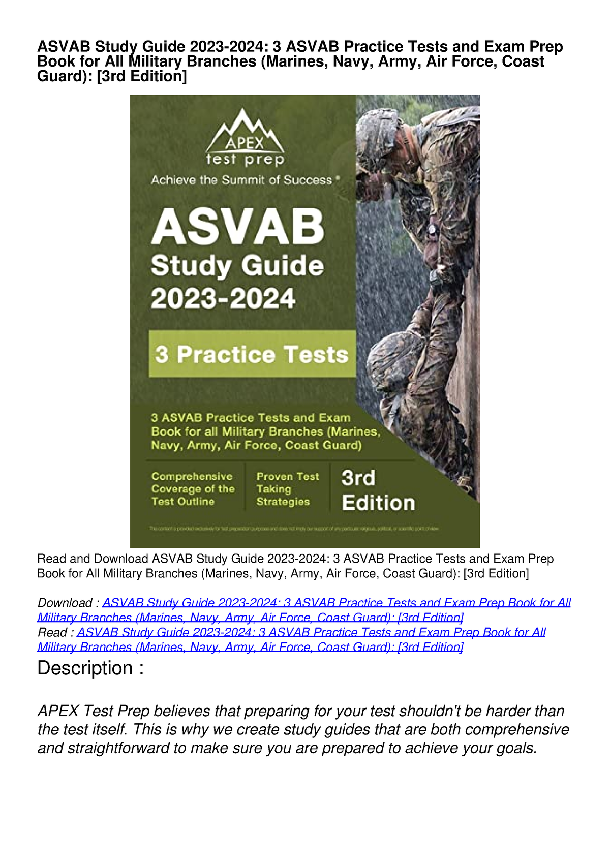 PDF_ ASVAB Study Guide 20232024 3 ASVAB Practice Tests and Exam Prep
