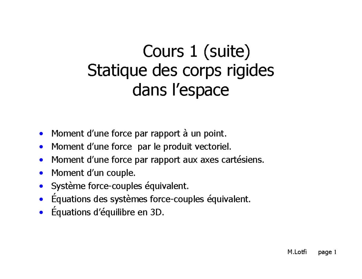 Rappel 2 DE LA Statique - RDM - ' ( ) - Studocu