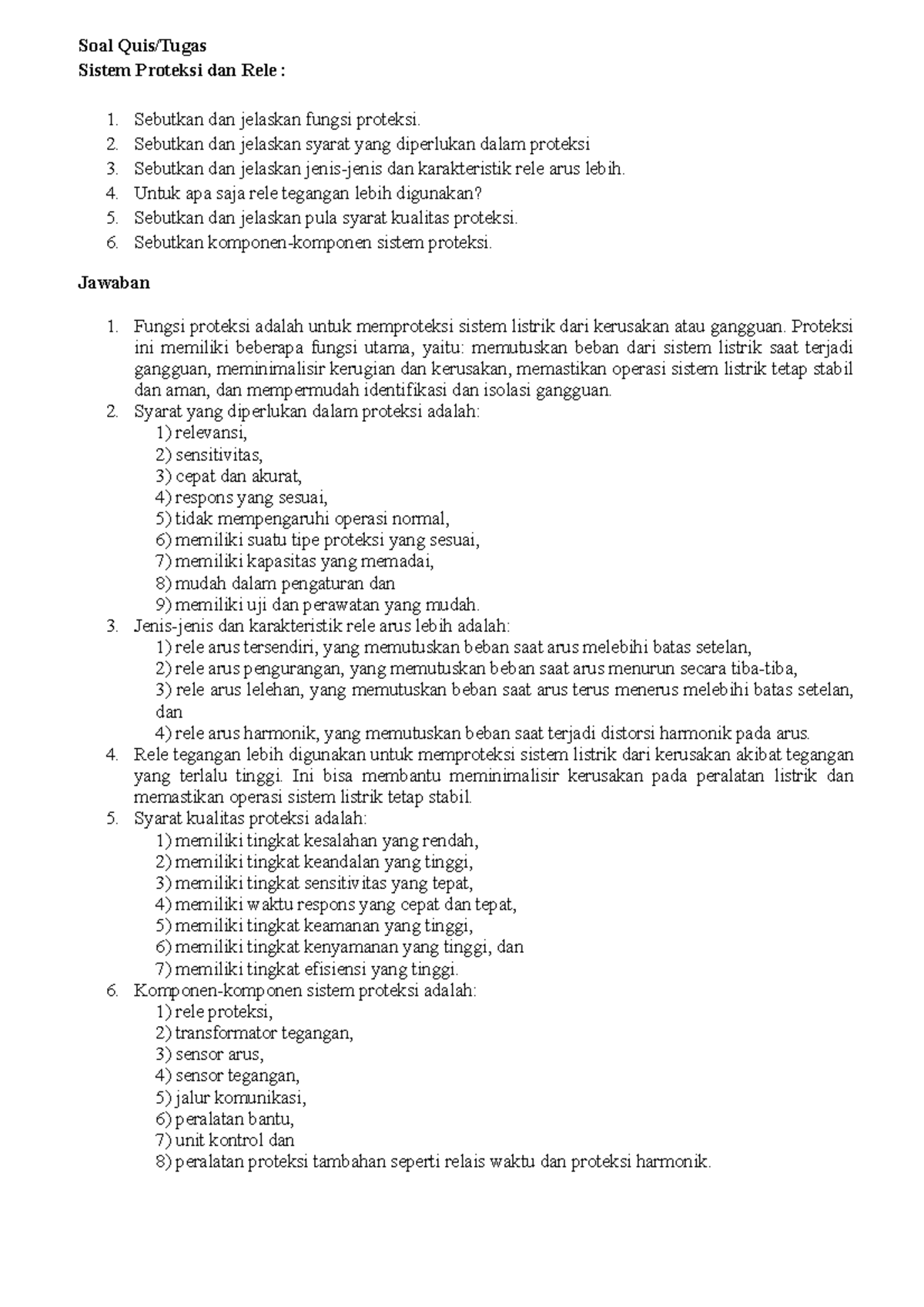 Soal Dan Jawaban Quis Sistem Proteksi - Soal Quis/Tugas Sistem Proteksi ...