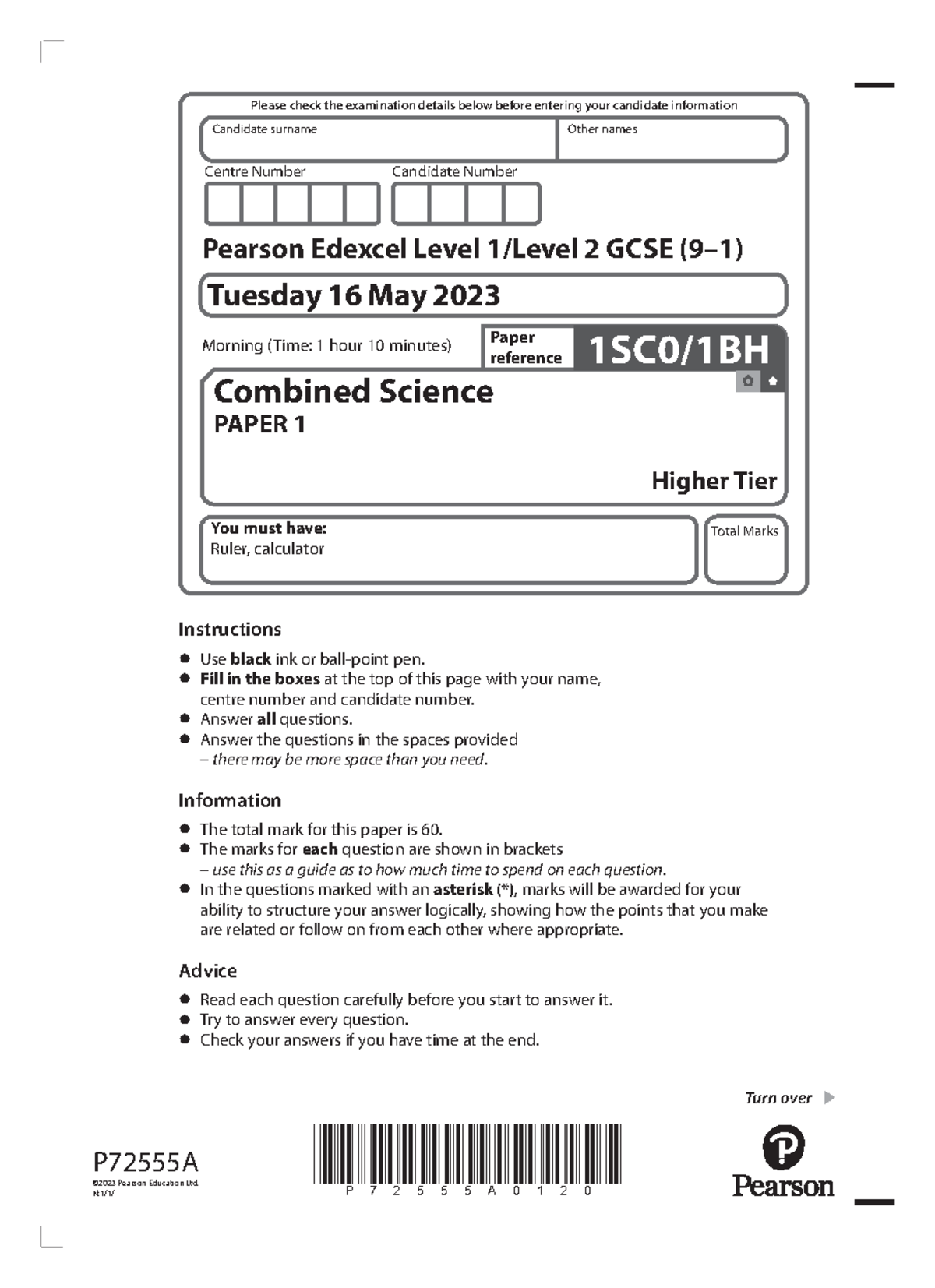 1sc0 1bh Que 20230517 1 Past Paper P72555a0120 Turn Over P72555a 2023 Pearson Education Ltd 1sc0 1bh Que 20230517 1 Past Paper P72555a0120 Turn Over P72555a 2023 Pearson Education Ltd