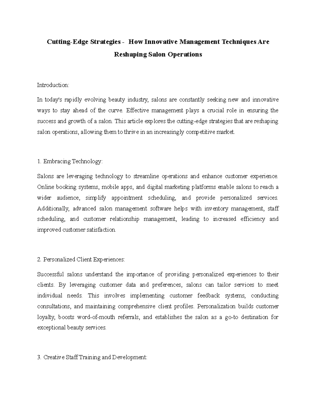 CuttingEdge Strategies Effective management plays a crucial role in