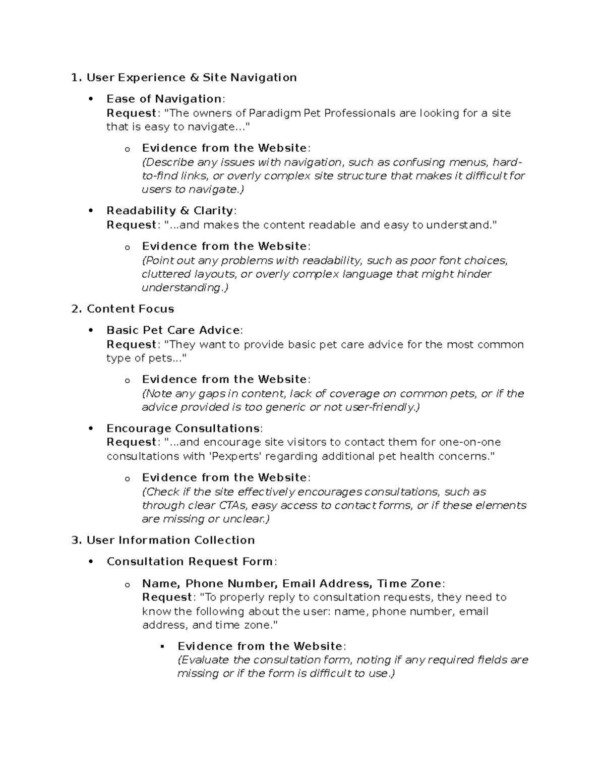 773 Rough Draft - Stake holders request matched with task 1 questions ...