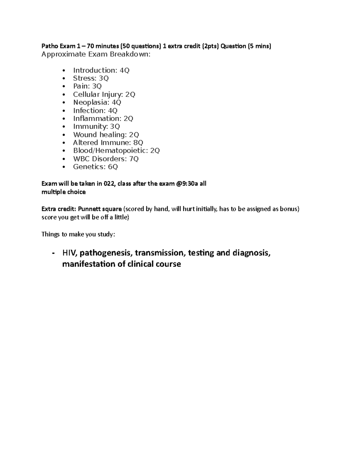 Patho Exam 1 Study guide - Patho Exam 1 – 70 minutes (50 questions) 1 ...