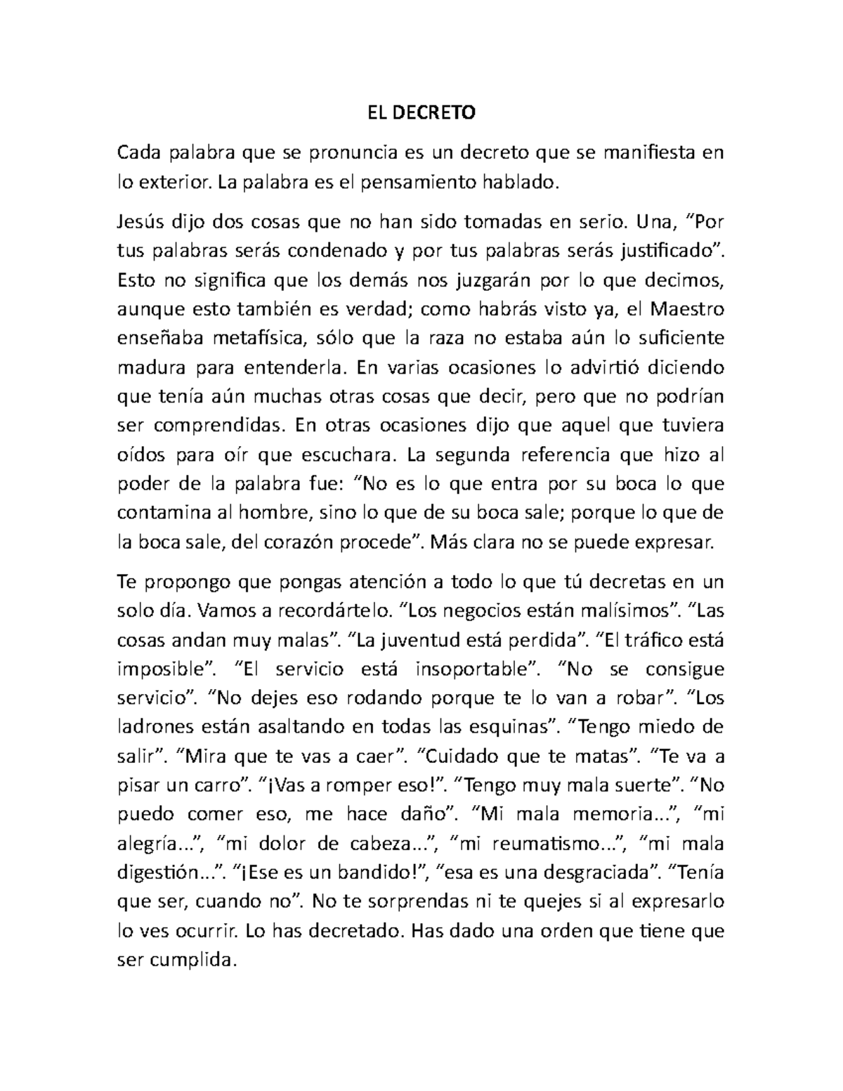 EL Decreto - El Poder De La Palabra - EL DECRETO Cada Palabra Que Se ...