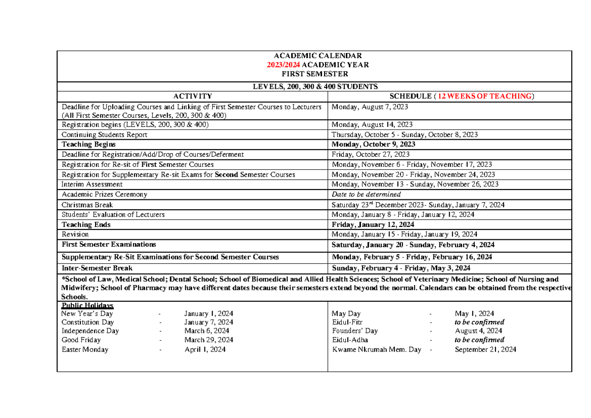 2023-2024 Academic Calendar - Modified - January 2024 - ACADEMIC ...