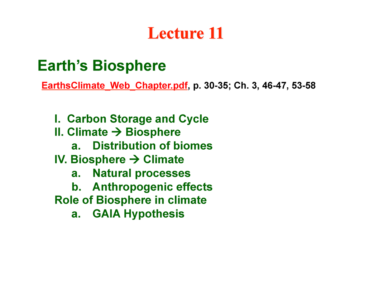 Biosphere - Earth’s Biosphere EarthsClimate_Web_Chapter, P. 30-35; Ch ...