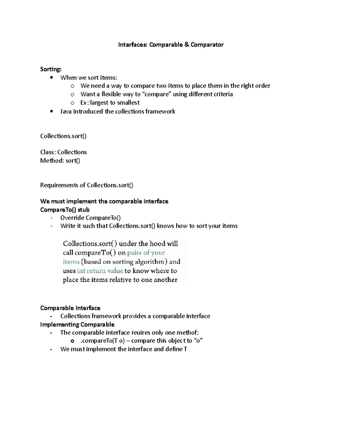 Interfaces Comparable Comparator Interfaces Comparable & Comparator