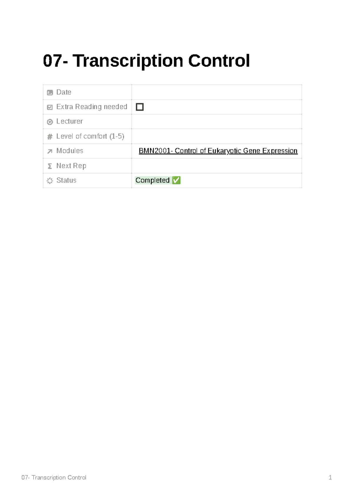07- Transcription Control - 07- Transcription Control Date Extra ...