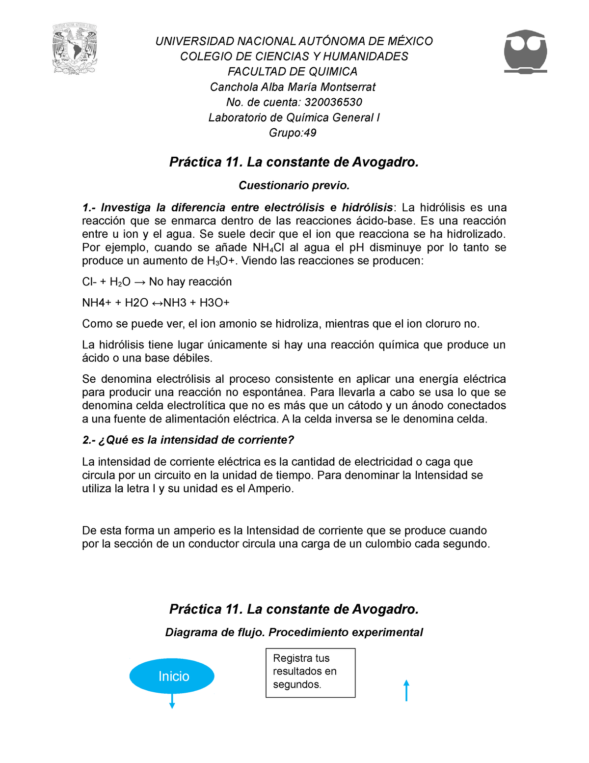 Práctica 11 - Practica 11. La Constante De Avogadro - UNIVERSIDAD ...