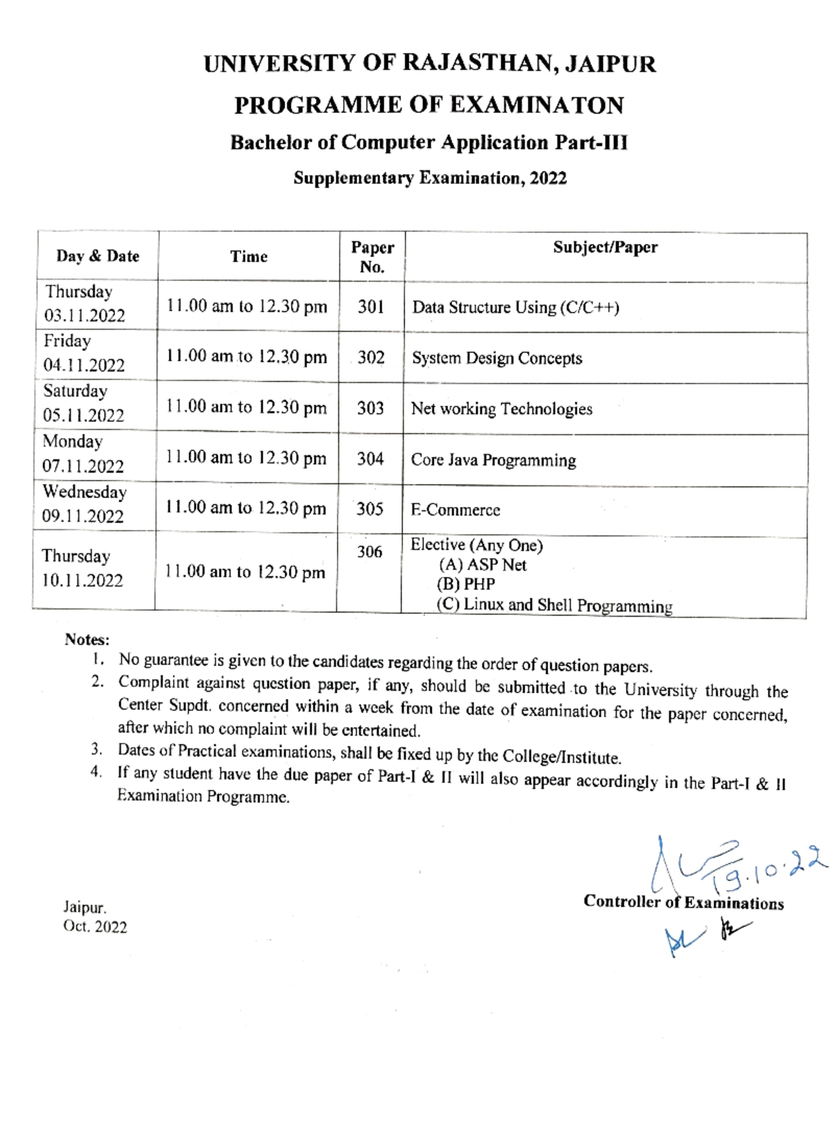 BCA - Hello - UNIVERSITY OF RAJASTHAN, JAIPUR PROGRAMME OF EXAMINATON ...