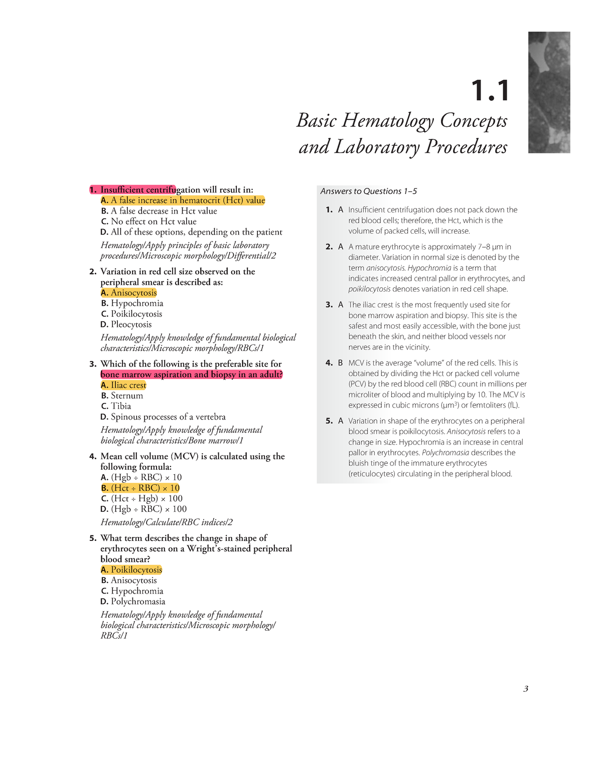 HEMA 1.1 - 1 - ;goodluckkk - 3 1. Basic Hematology Concepts And ...