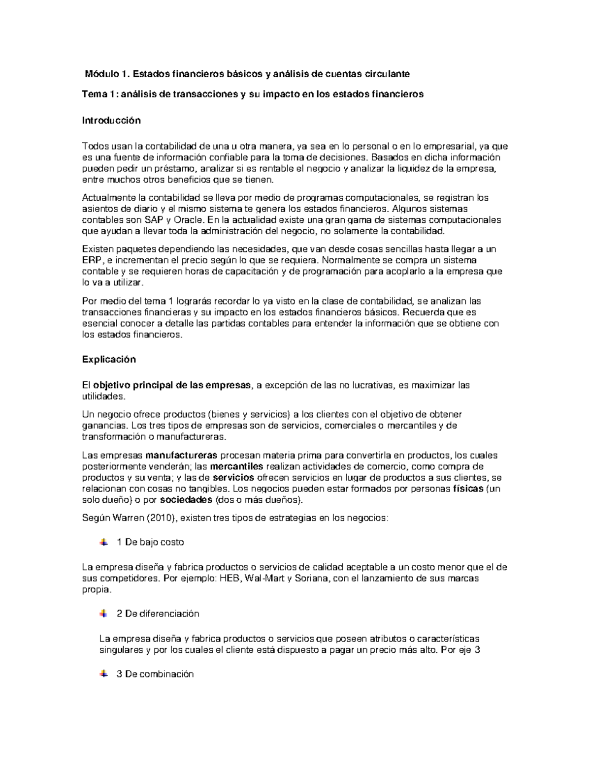 Resumen - Módulo 1. Estados financieros básicos y análisis de cuentas ...