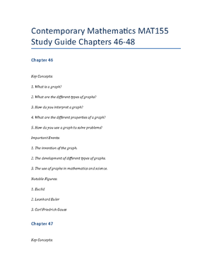 Contemporary Mathematics MAT155 Study Guide Chapters 22-24 ...