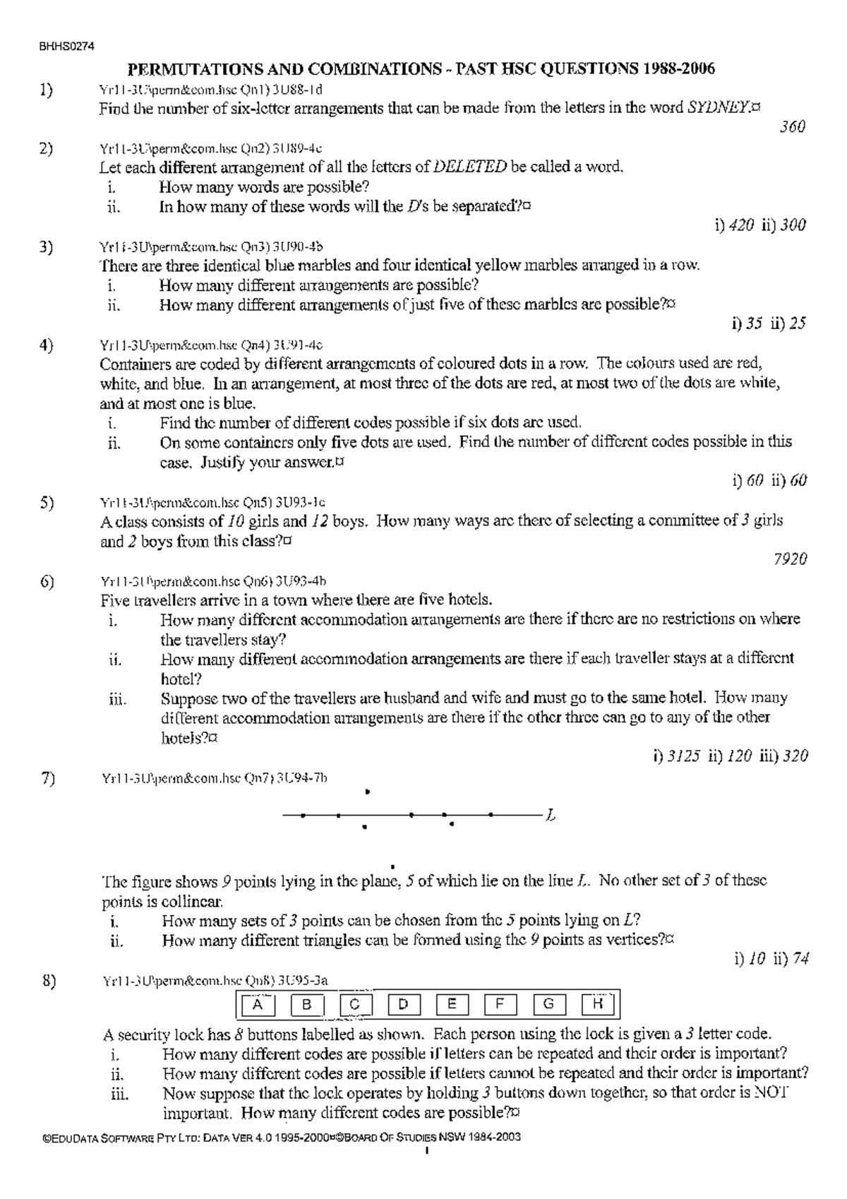 Perms and Combs revision - BHHS0274 PERMUTATIONS AND PAST HSC QUESTIONS ...