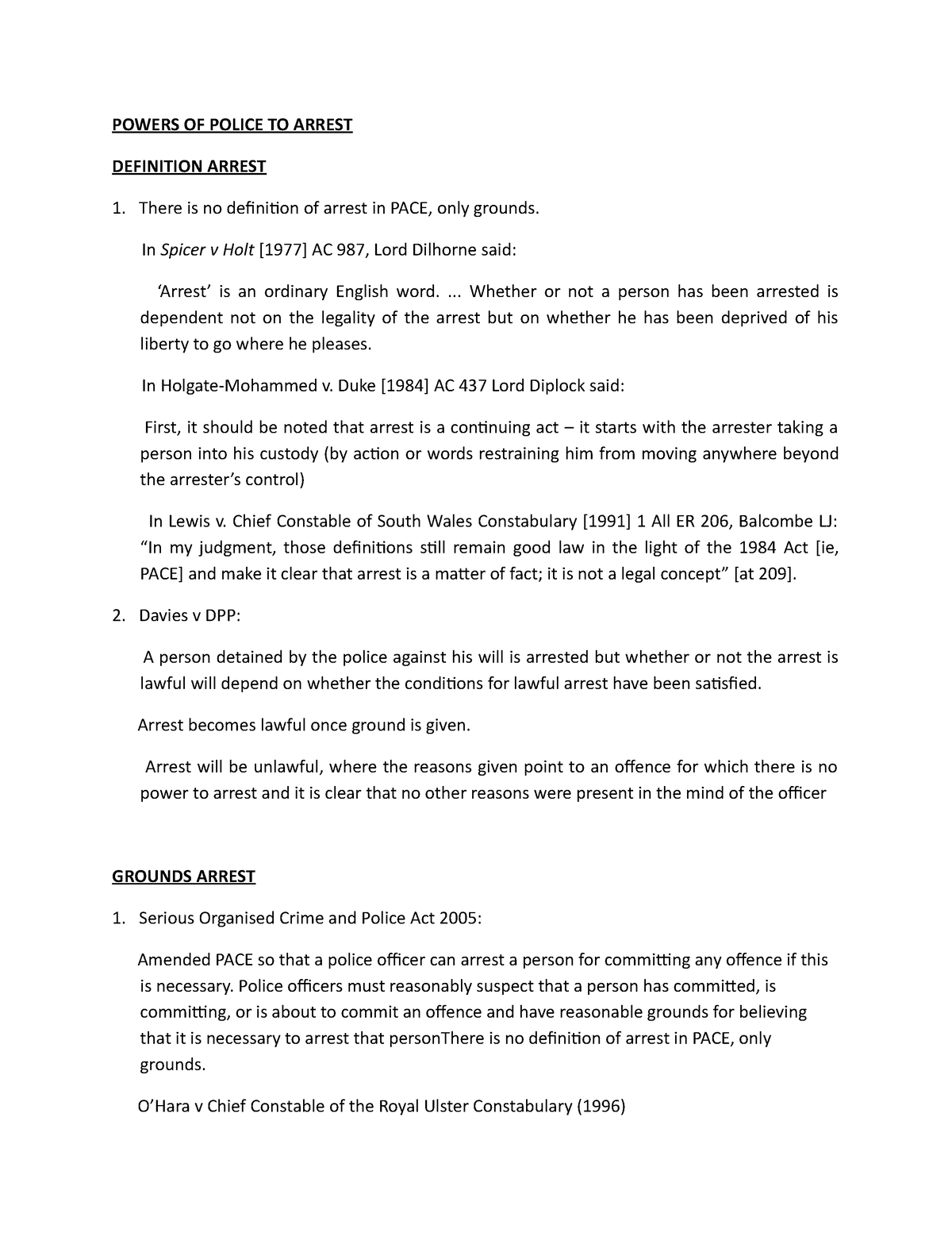 els-notes-law-107-chapter-3-pace-supplement-arrest-powers-of-police