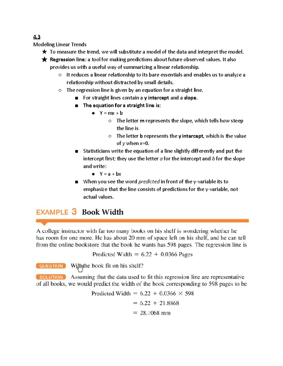 Chapter 4 Statistic Notes - 4. Modeling Linear Trends ★ To measure the ...