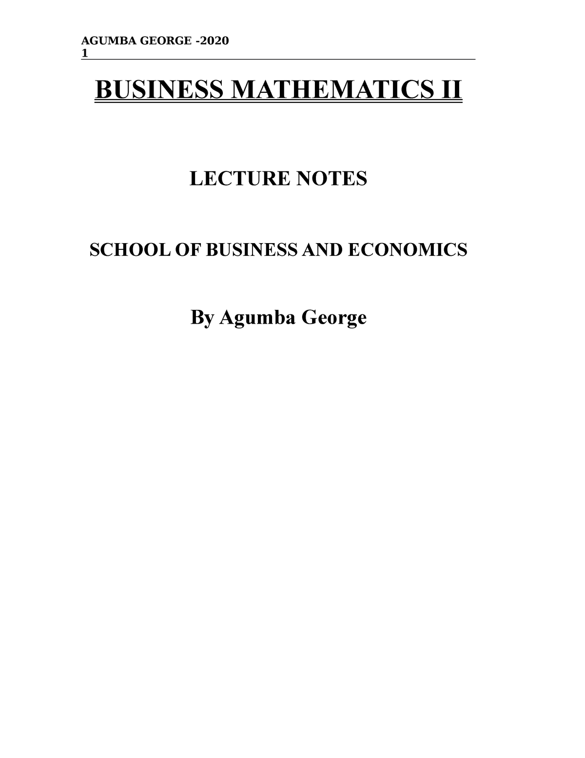 Business Mathematics II Lecture Notes - 1 BUSINESS MATHEMATICS II ...