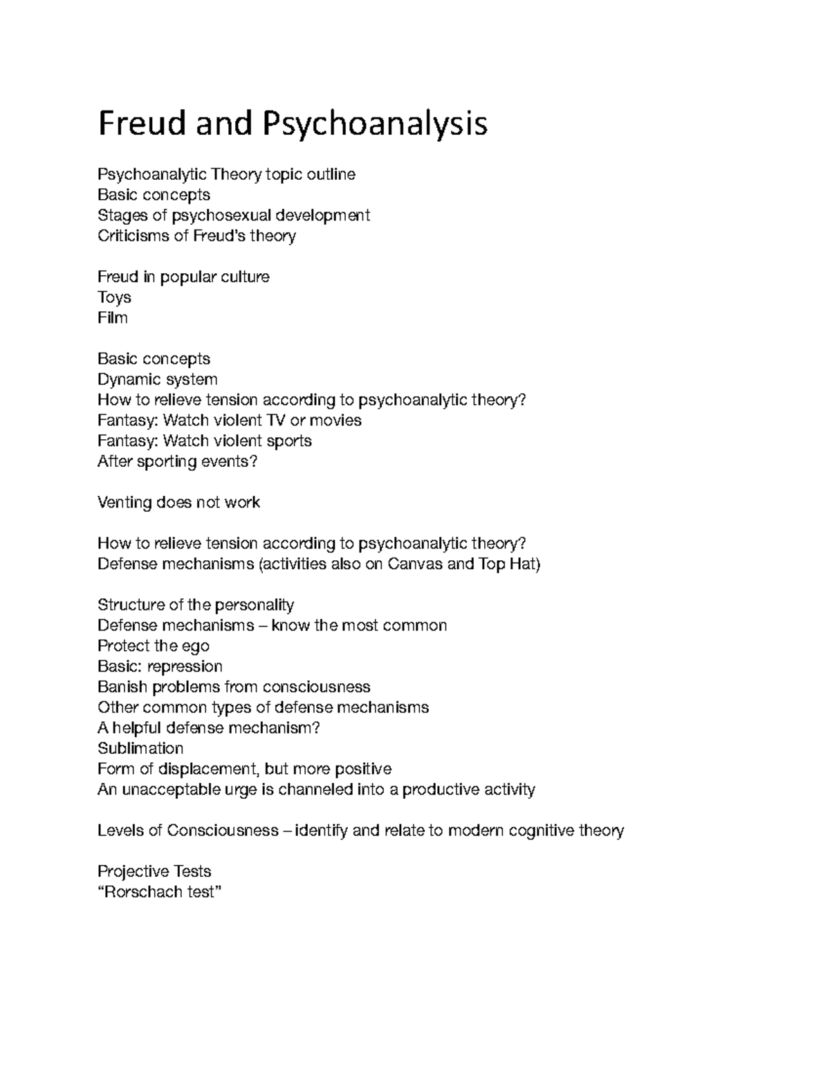 Freud and Psychoanalysis - Freud and Psychoanalysis Psychoanalytic ...