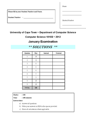 EXAM January 2012, questions