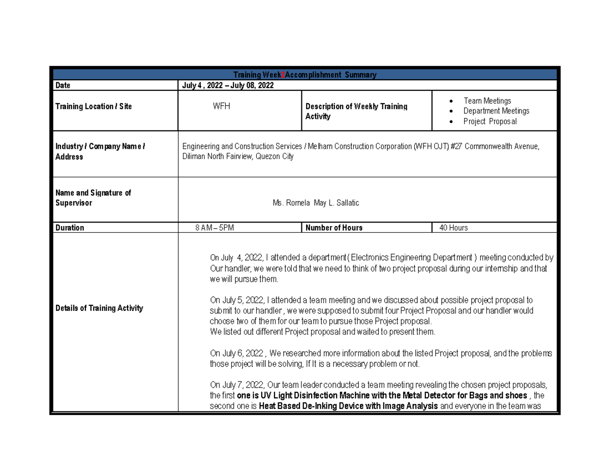 Weekly Report 2 - LECTURE NOTE FOR CONTEMPORARY WORLD - Training Week 2 ...