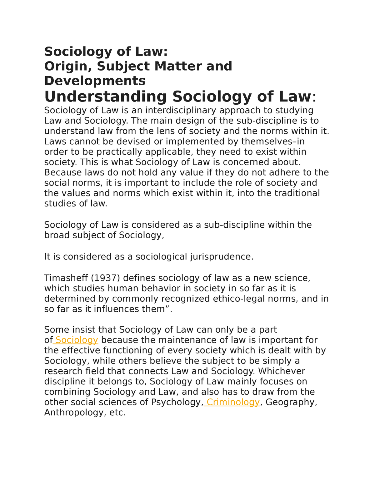 sociology of law essay