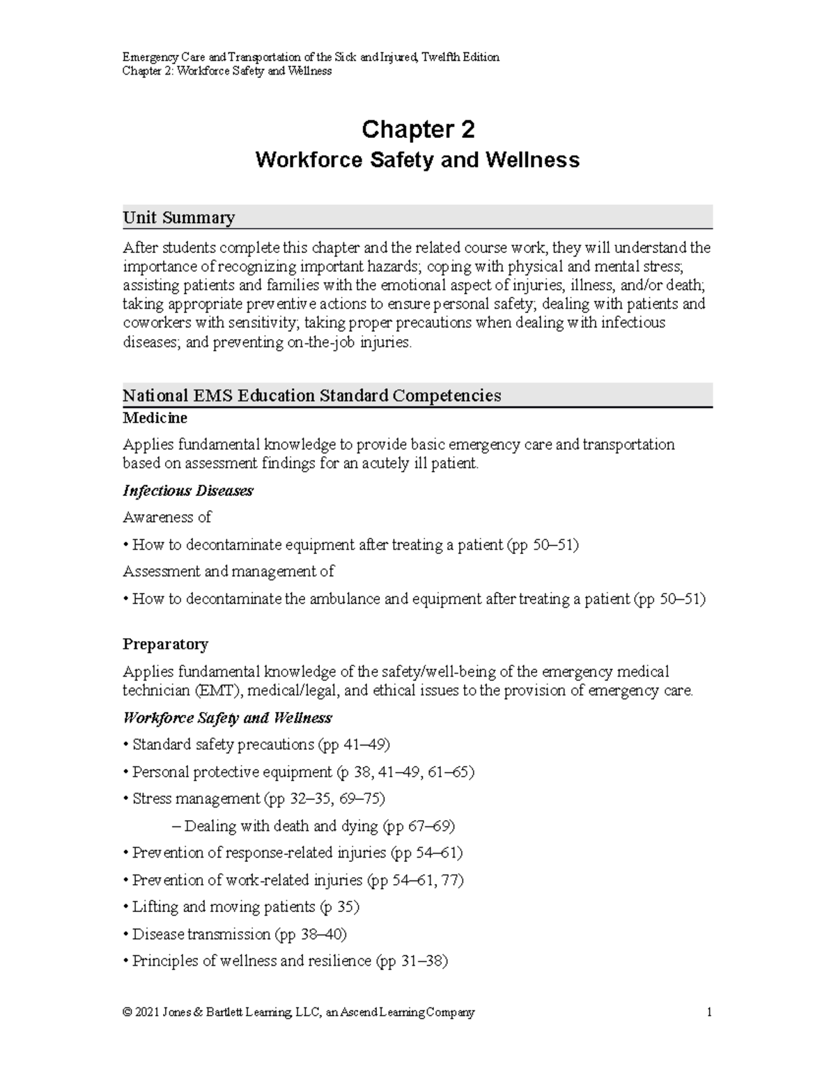 EMT Workforce Safety And Wellness - Chapter 2: Workforce Safety And ...