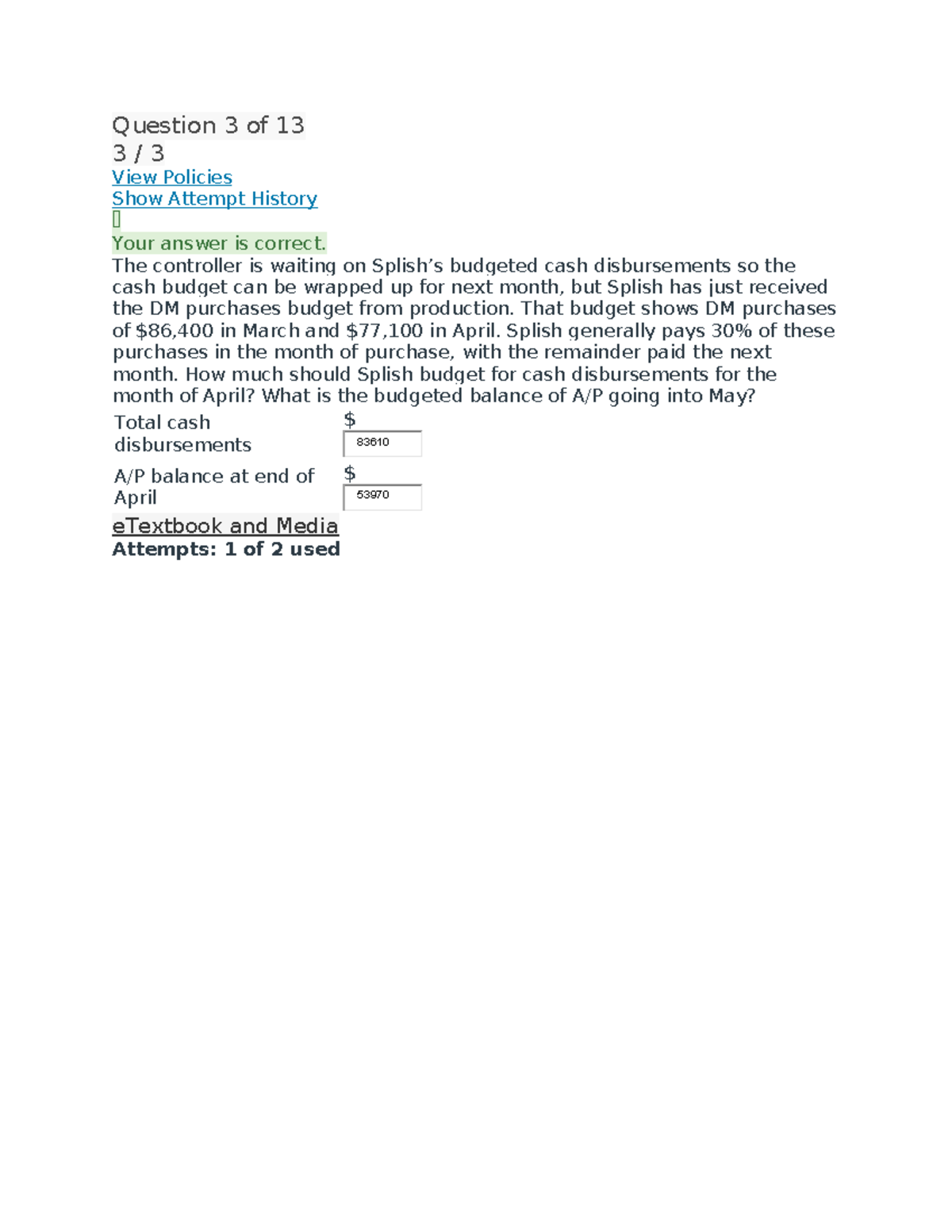 Acc 311 Problem Set 6 Question 3 of 13 - Question 3 of 13 3 / 3 View ...