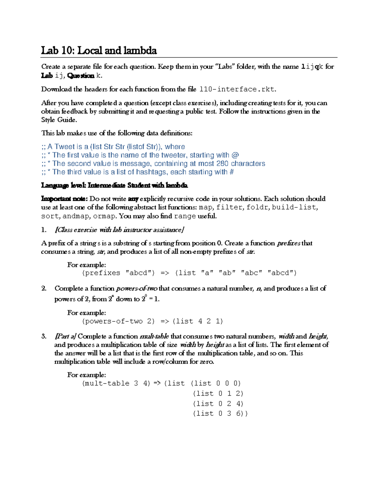 L10 - Assignment CS - Lab 10 : Local and lambda Create a separate file ...