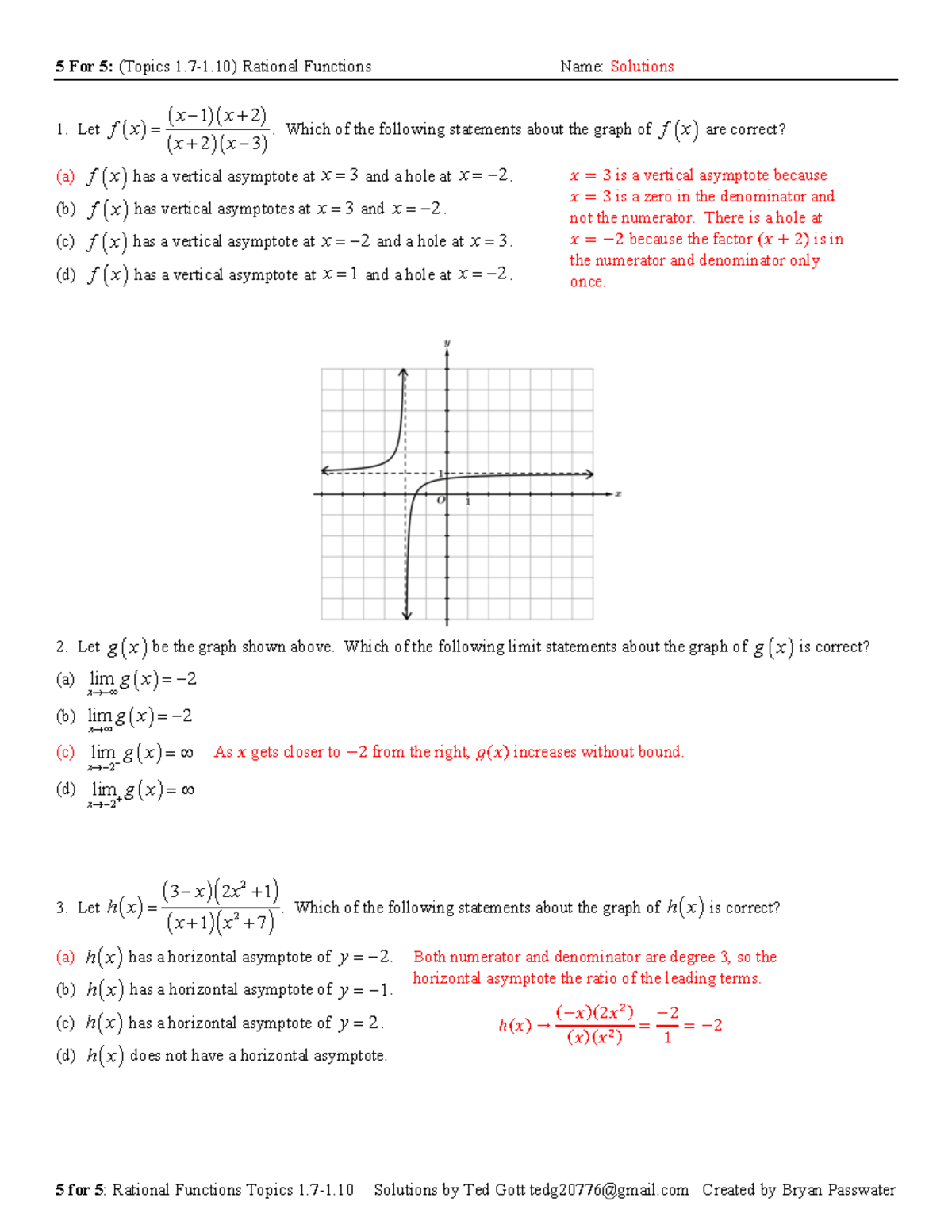 5+For+5+Key+Topics+1 - 5 for 5: Rational Functions Topics 1.7-1 ...