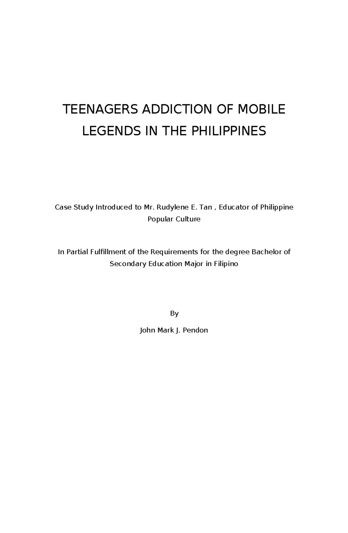 essay about mobile legends addiction