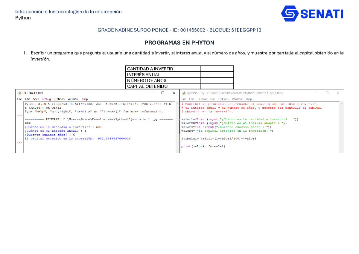 Programas EN Phyton - python - Introducción a las tecnologías de la ...
