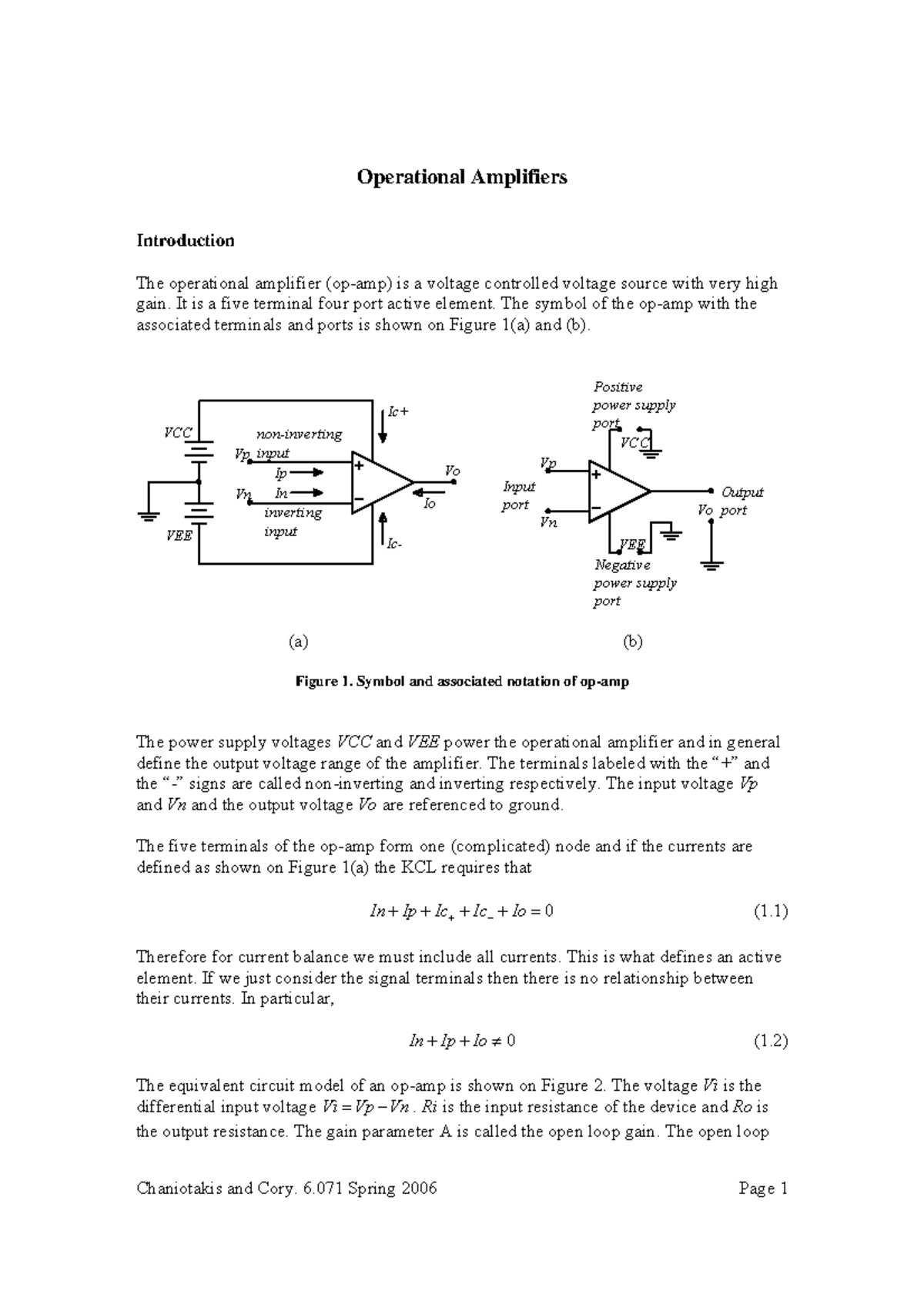 Operational Amplifiers - Operational Amplifiers Introduction The ...