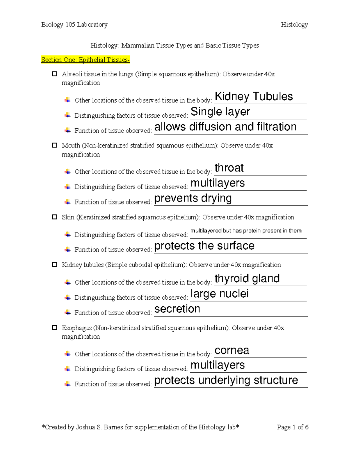 histology lab assignment