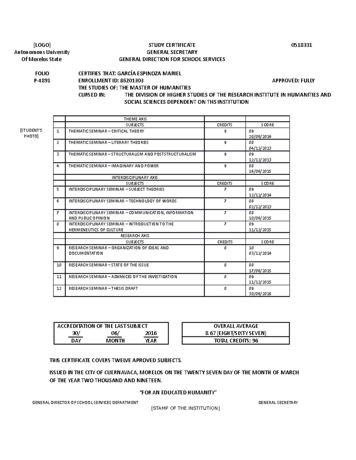 Certificado Maestria - dwrfrfrew - [LOGO] Autonomous University Of ...