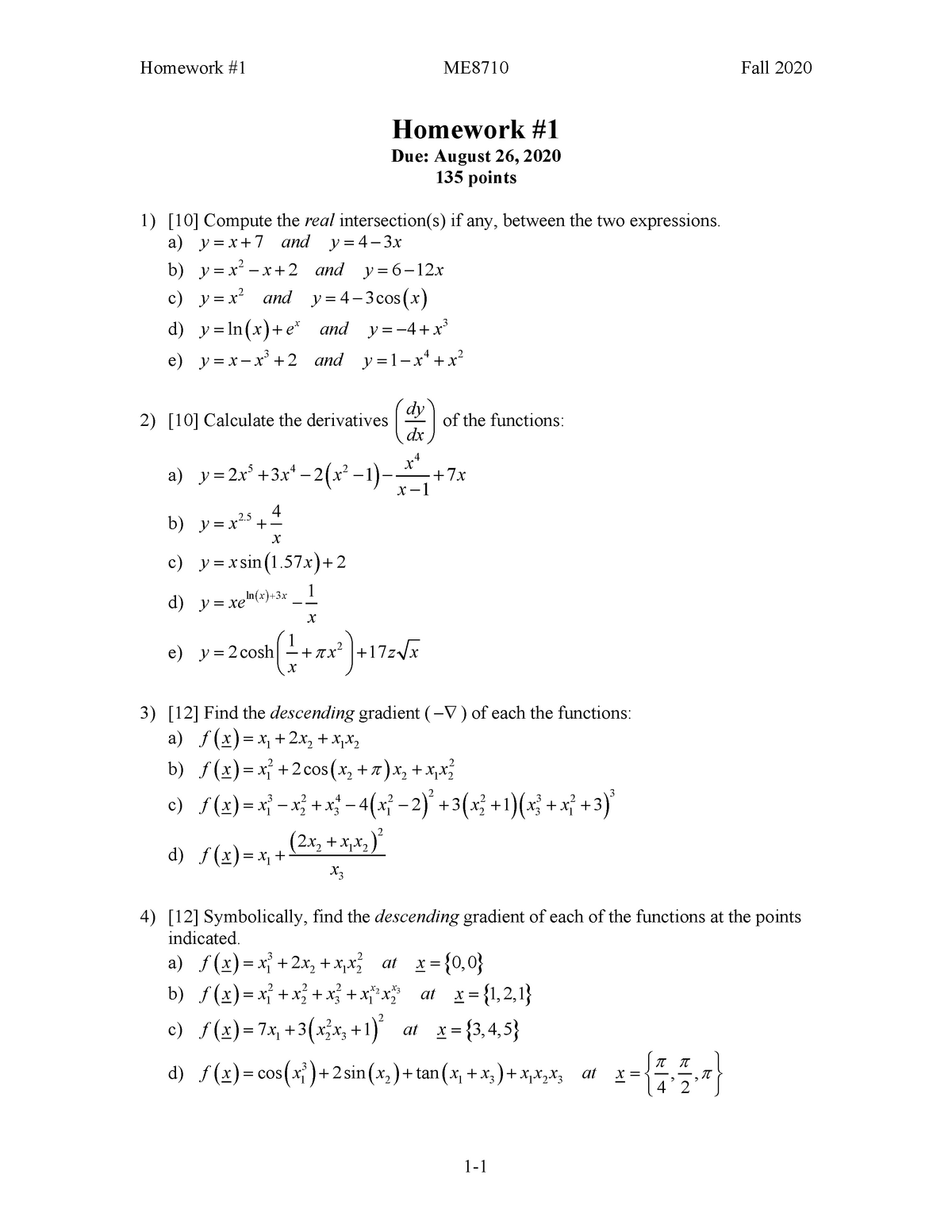 Homework 1 Me8710 Engineering Optimization Clemson Studocu