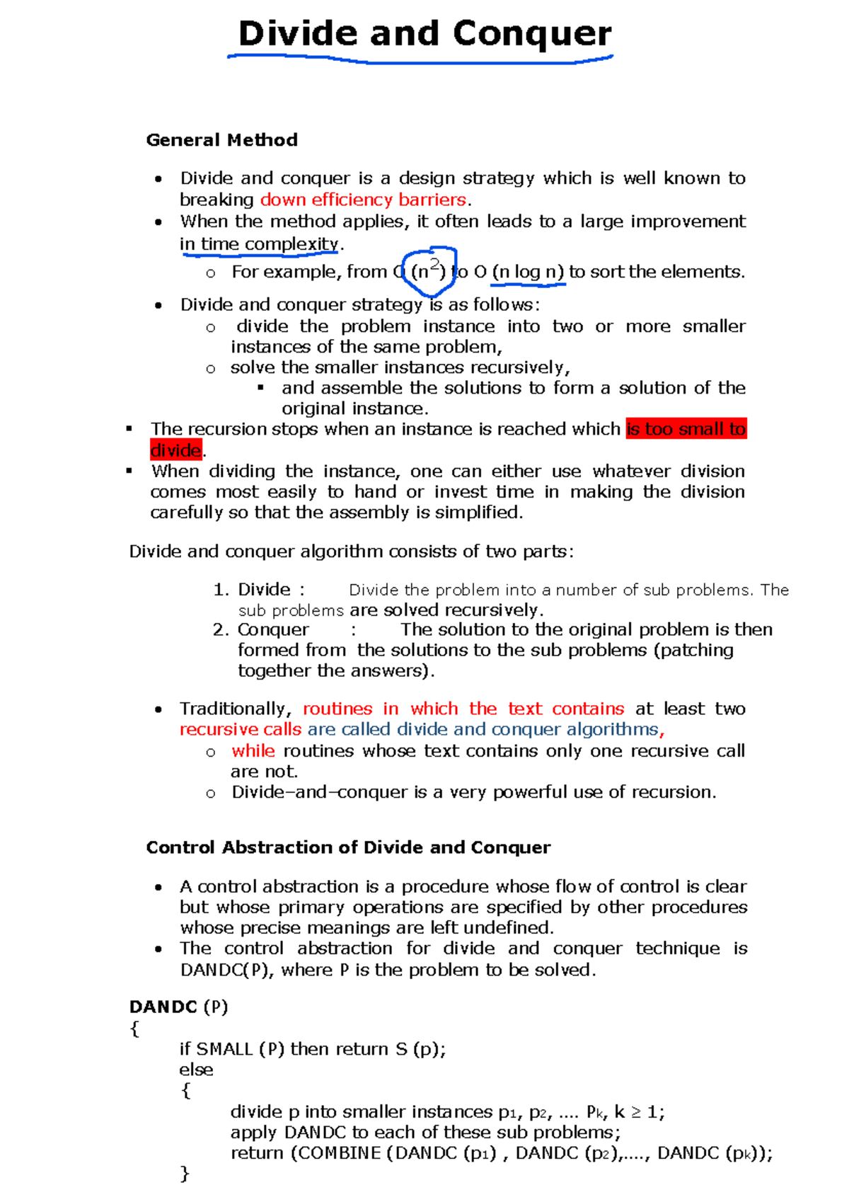 Divide and Conquer updated new upd - Divide and Conquer General Method ...