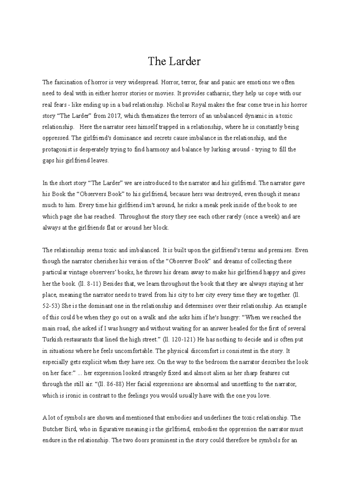 The Larder final version The Larder The fascination of horror is